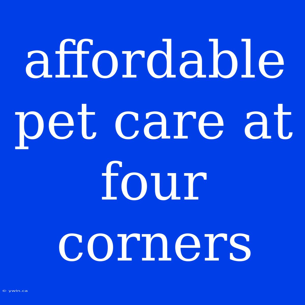 Affordable Pet Care At Four Corners