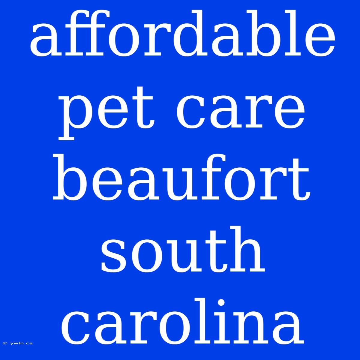 Affordable Pet Care Beaufort South Carolina