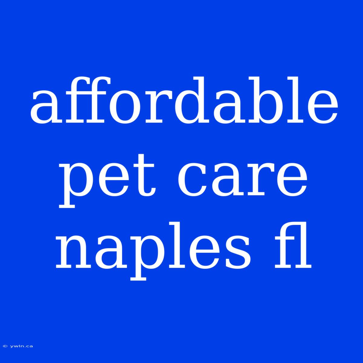 Affordable Pet Care Naples Fl