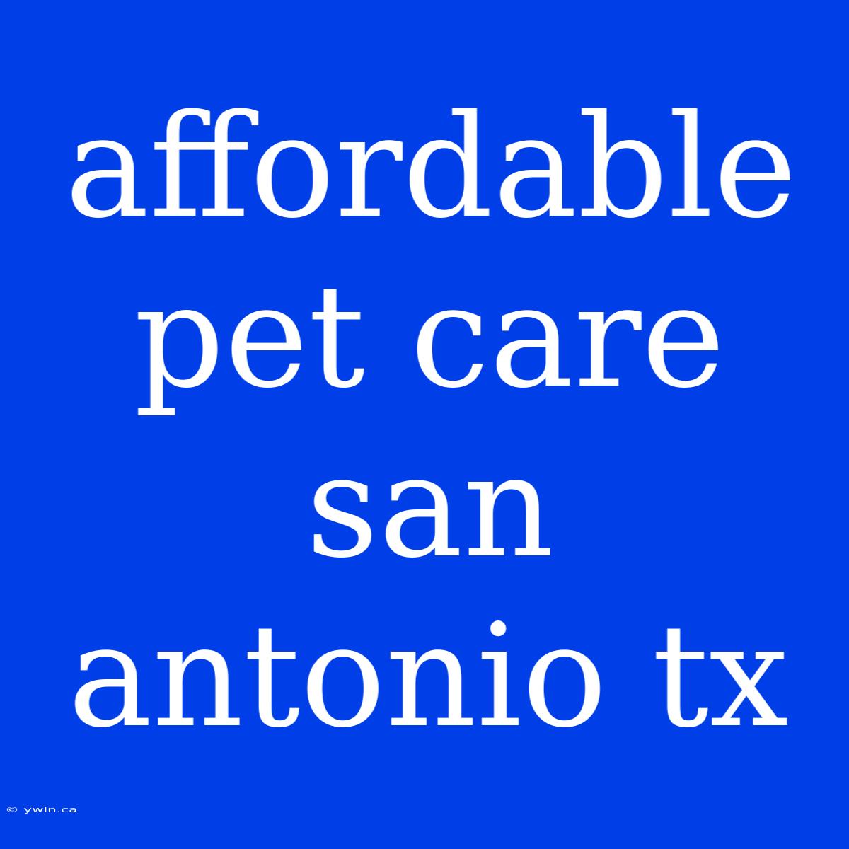 Affordable Pet Care San Antonio Tx