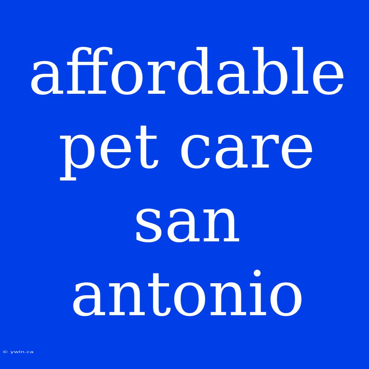 Affordable Pet Care San Antonio