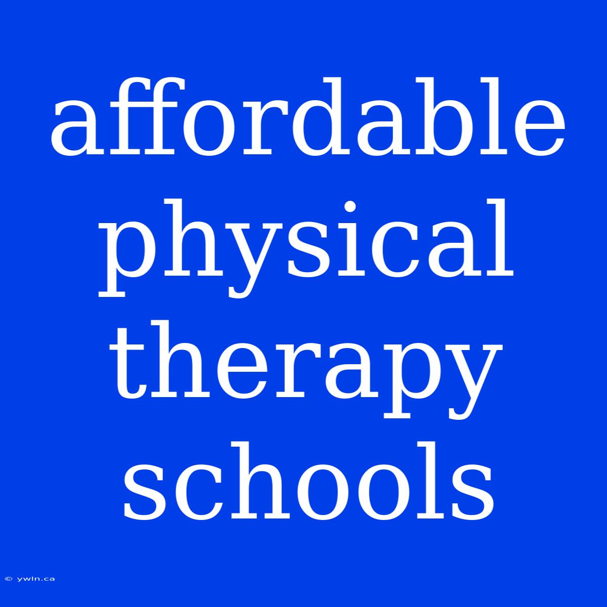 Affordable Physical Therapy Schools