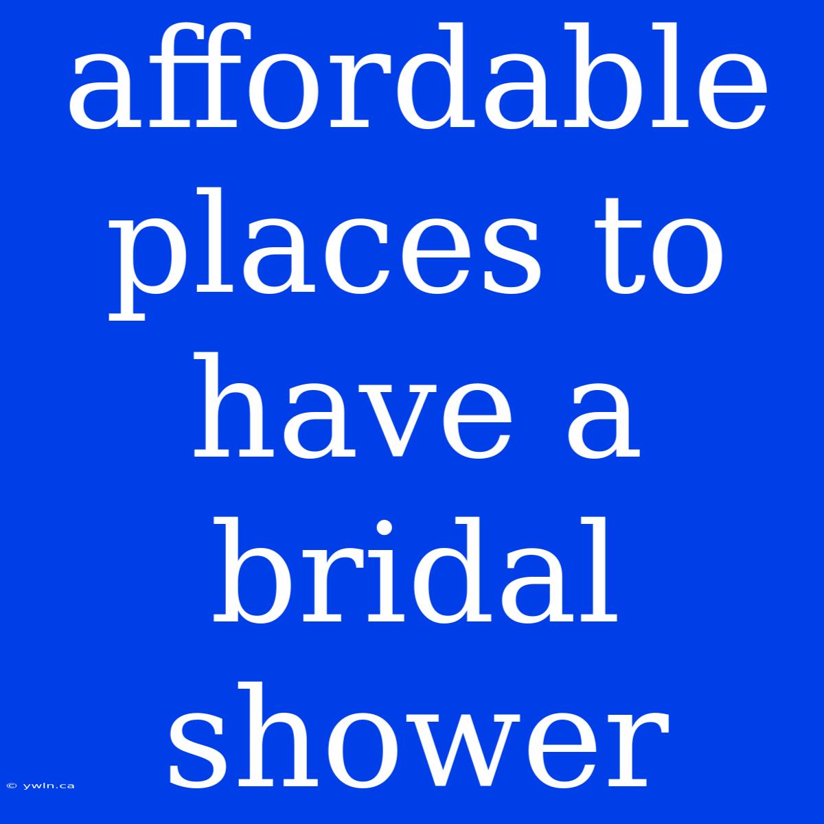 Affordable Places To Have A Bridal Shower