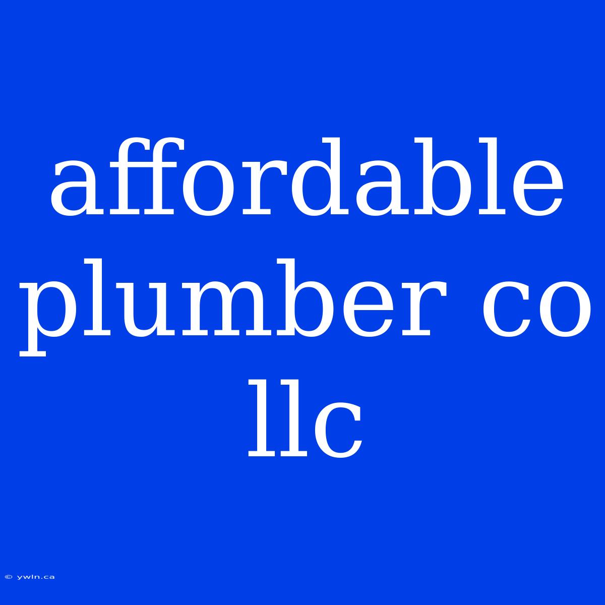 Affordable Plumber Co Llc