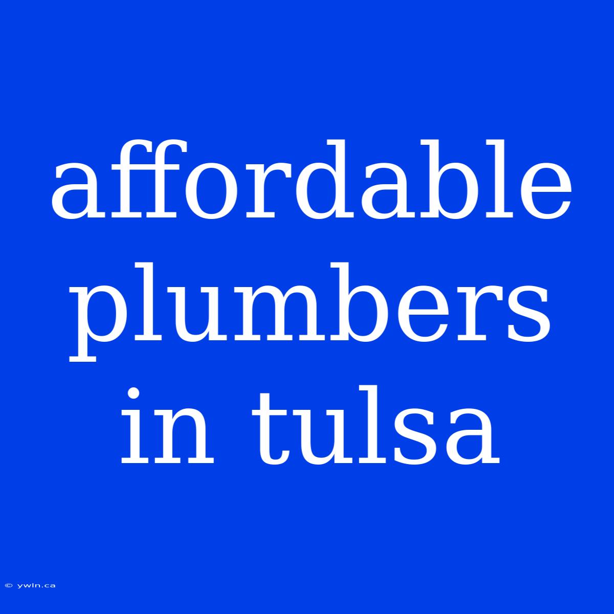 Affordable Plumbers In Tulsa