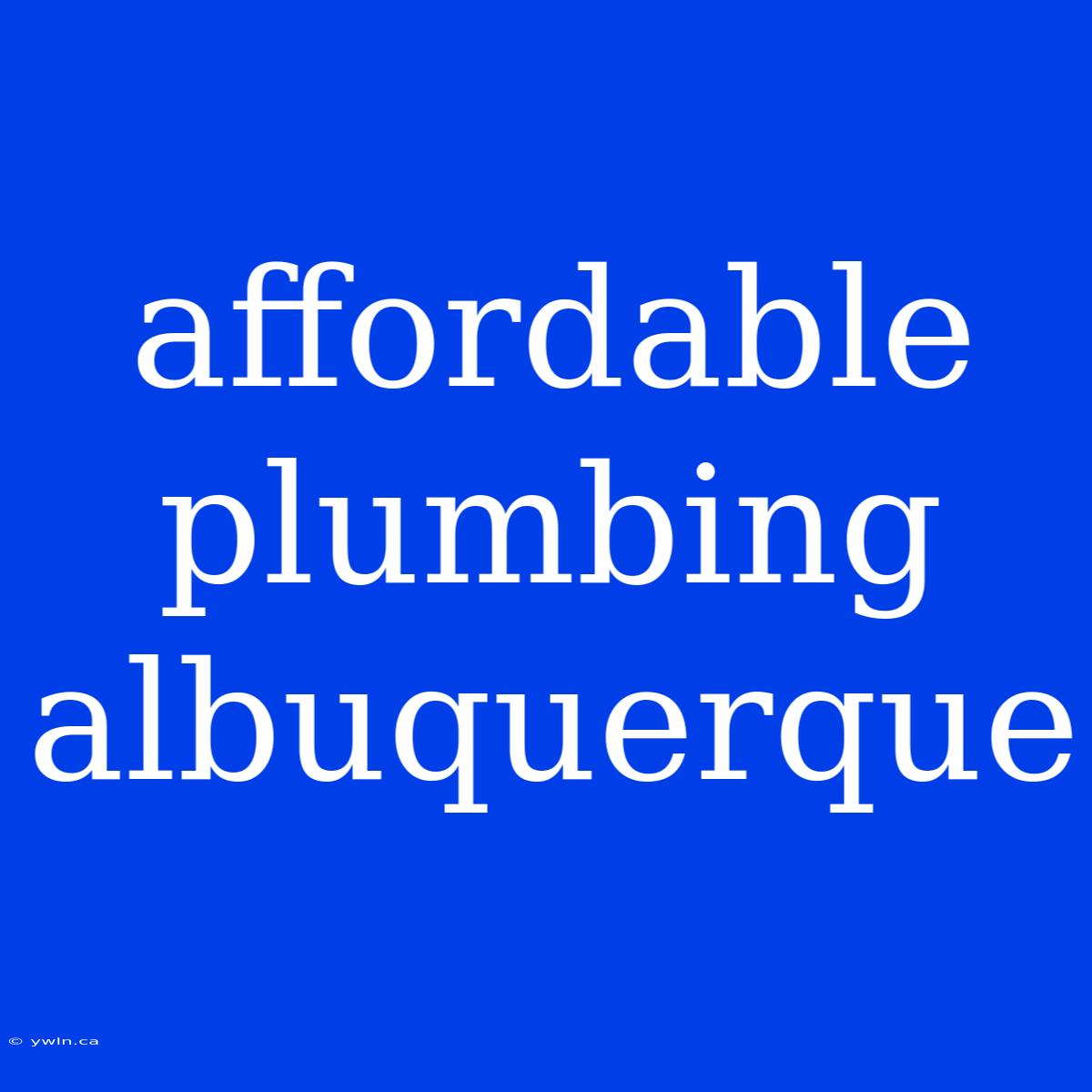 Affordable Plumbing Albuquerque