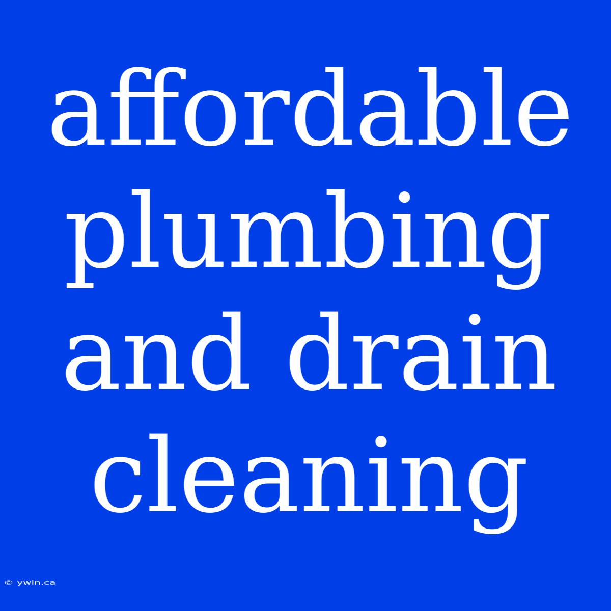 Affordable Plumbing And Drain Cleaning