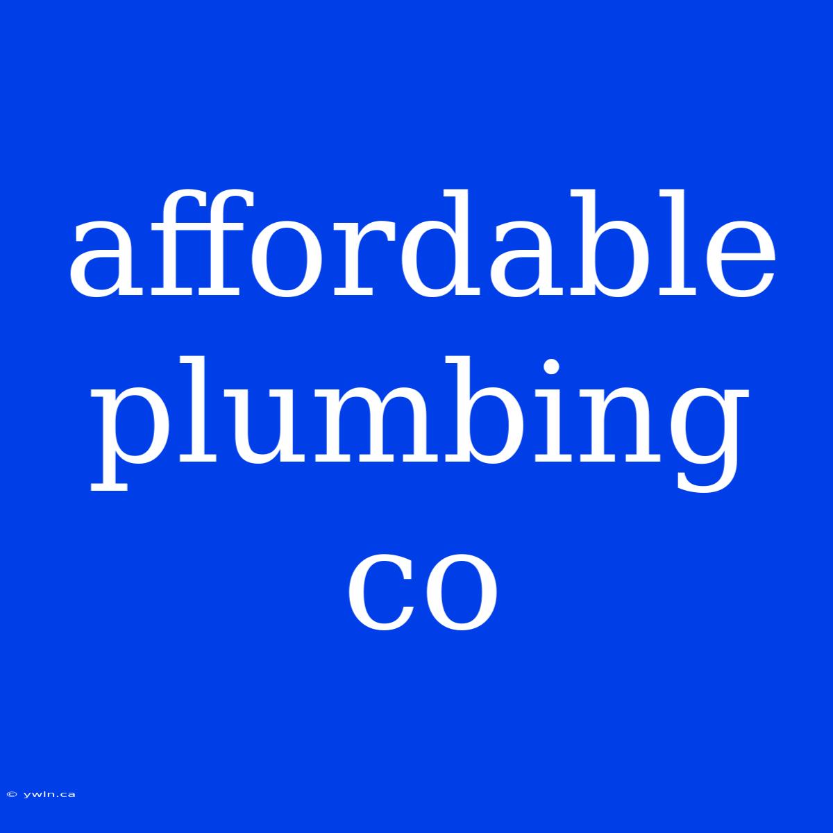 Affordable Plumbing Co