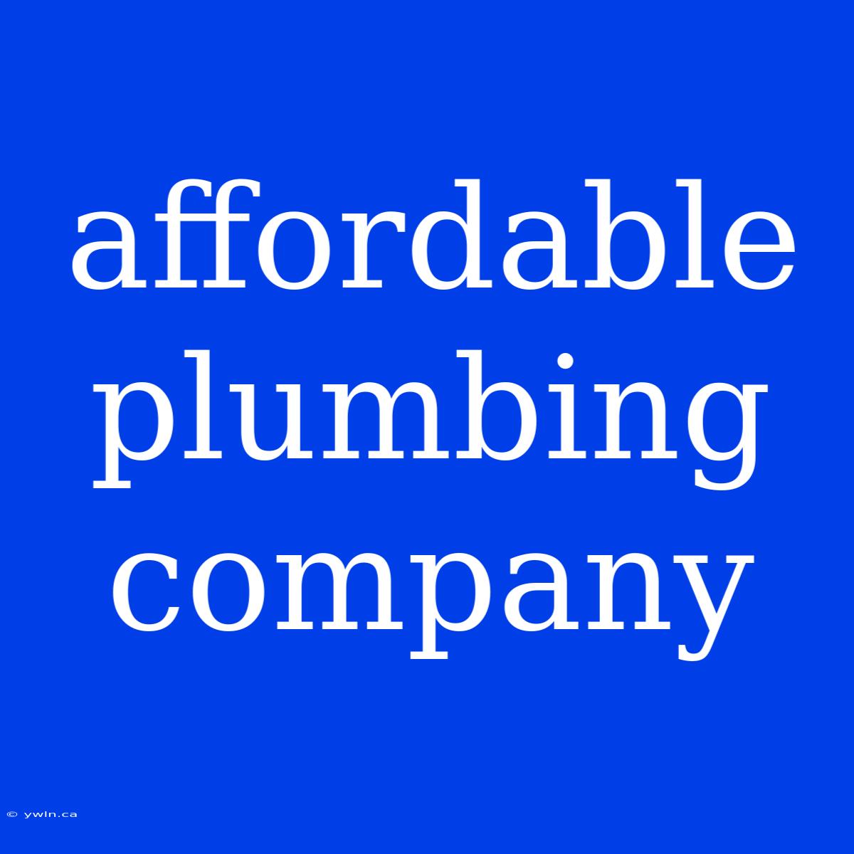 Affordable Plumbing Company