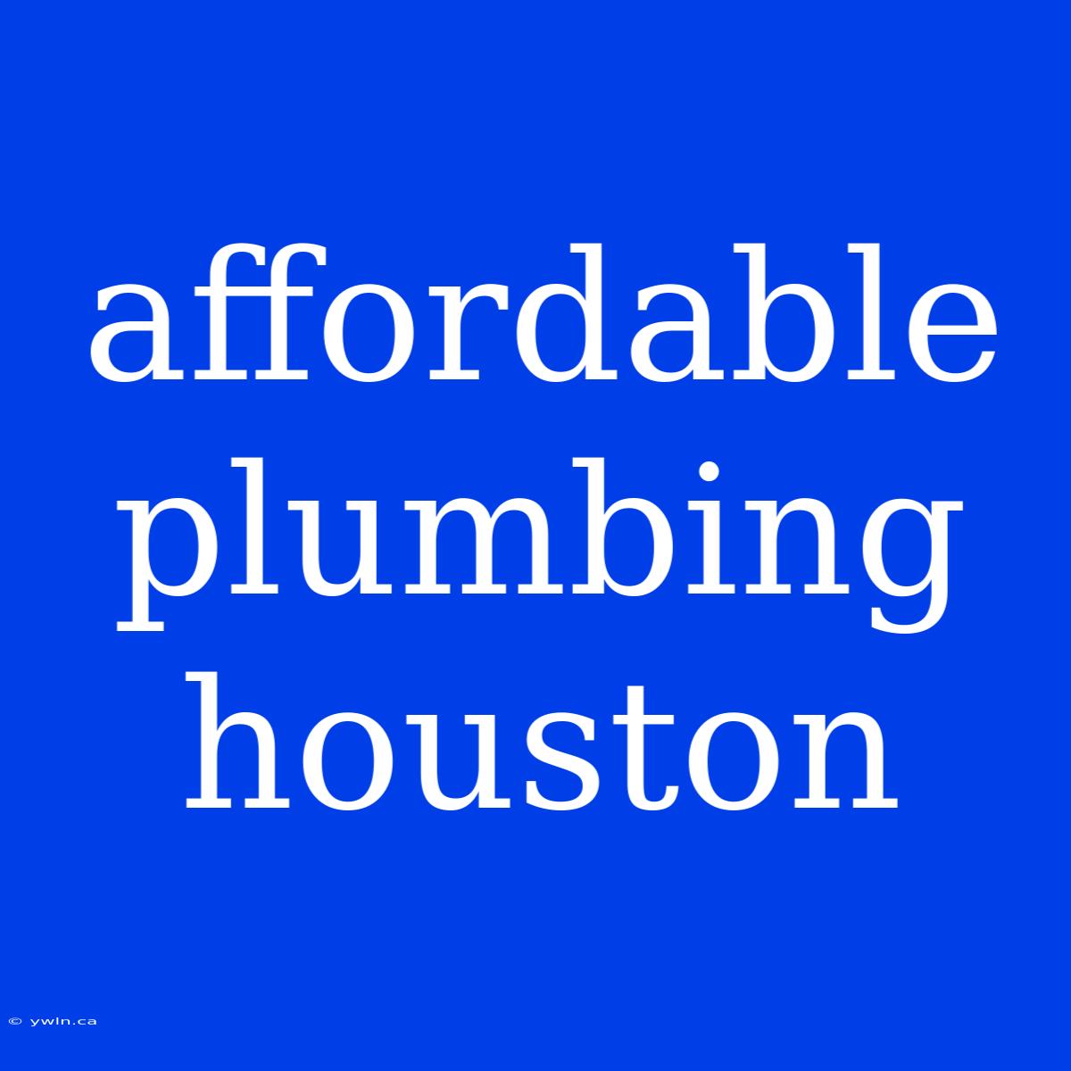 Affordable Plumbing Houston