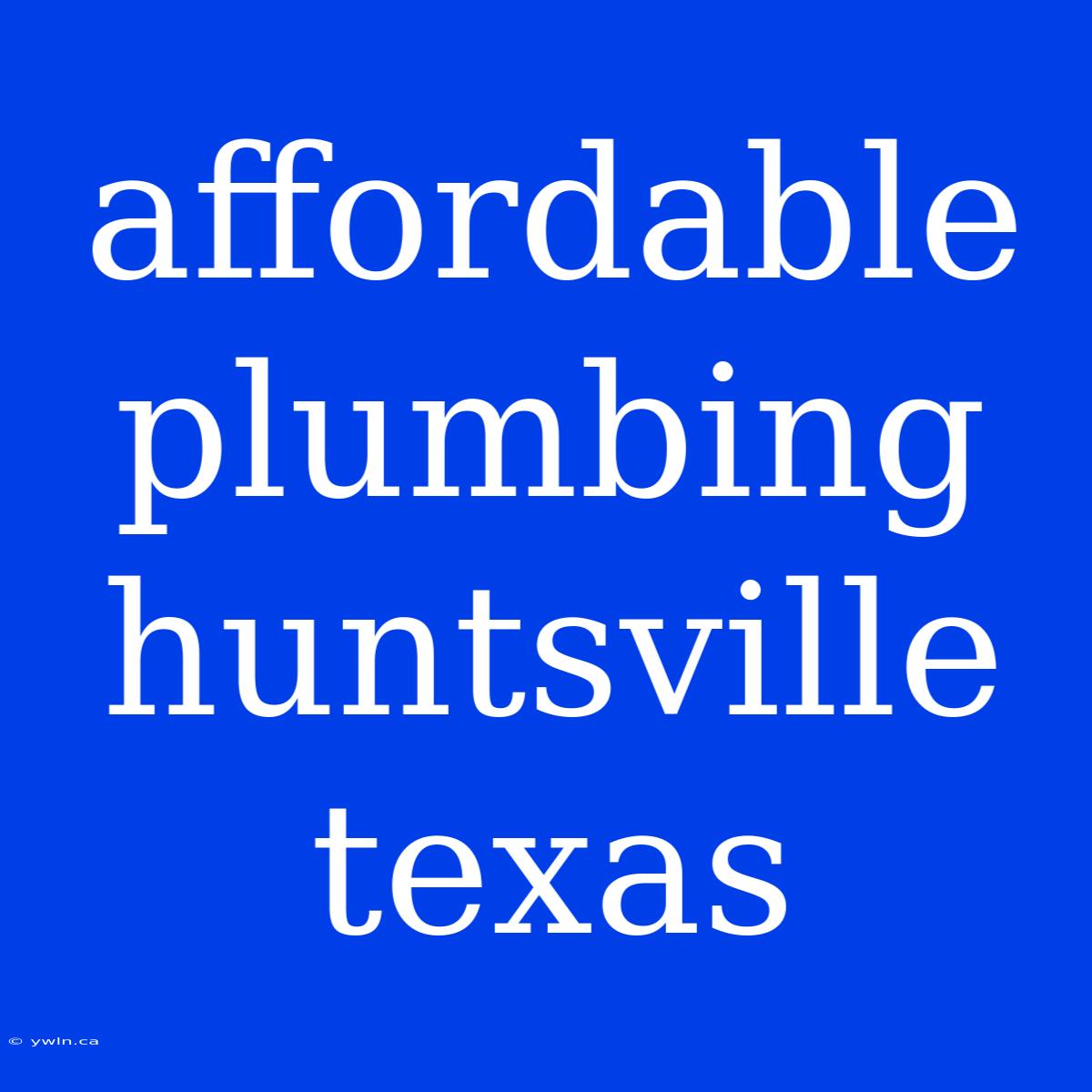 Affordable Plumbing Huntsville Texas