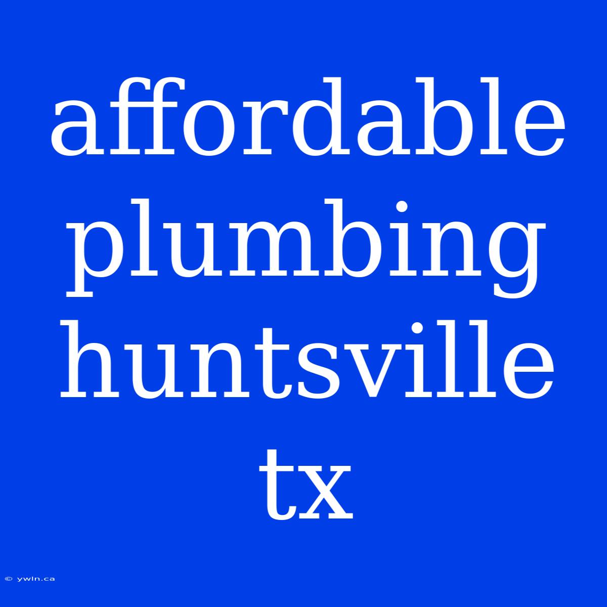 Affordable Plumbing Huntsville Tx