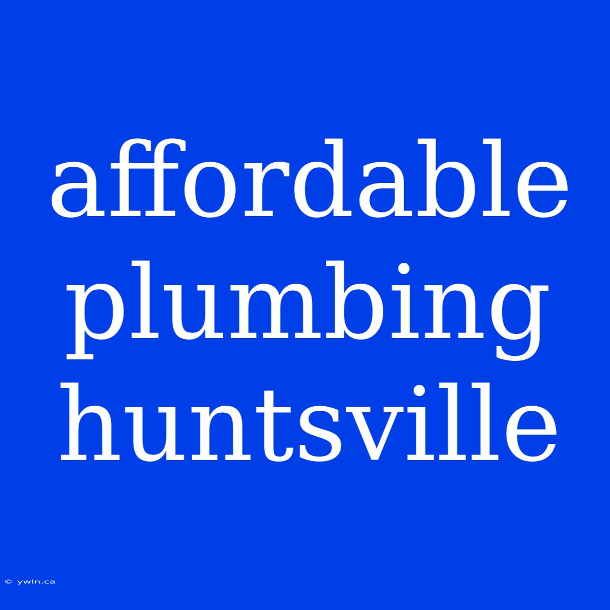 Affordable Plumbing Huntsville