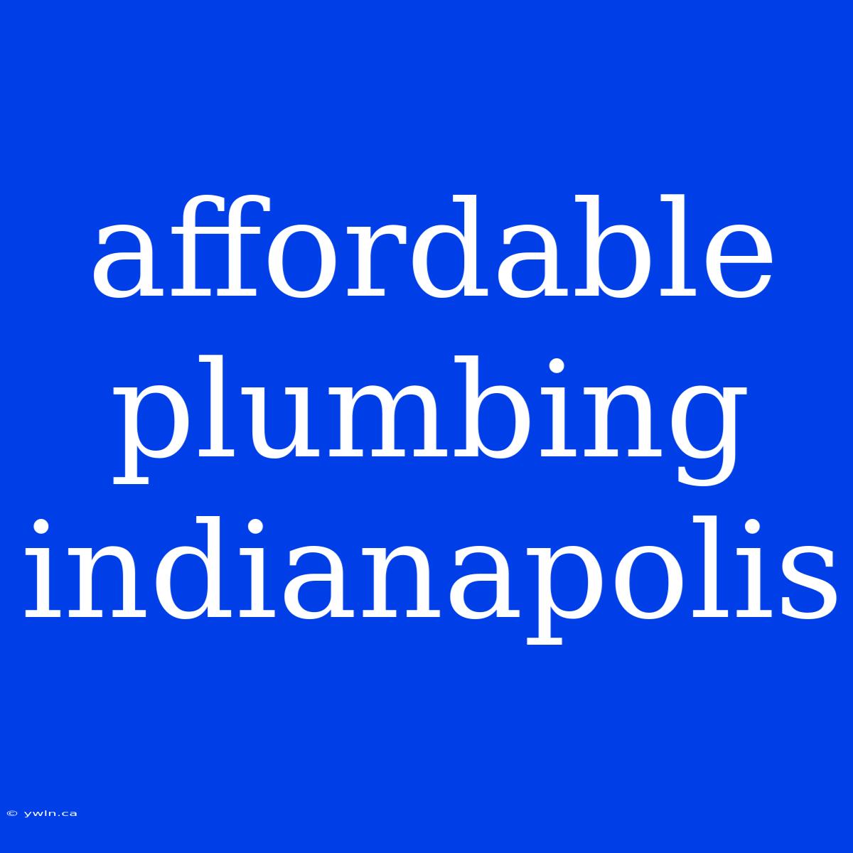 Affordable Plumbing Indianapolis