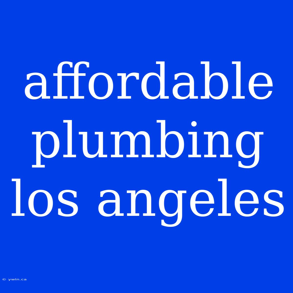 Affordable Plumbing Los Angeles