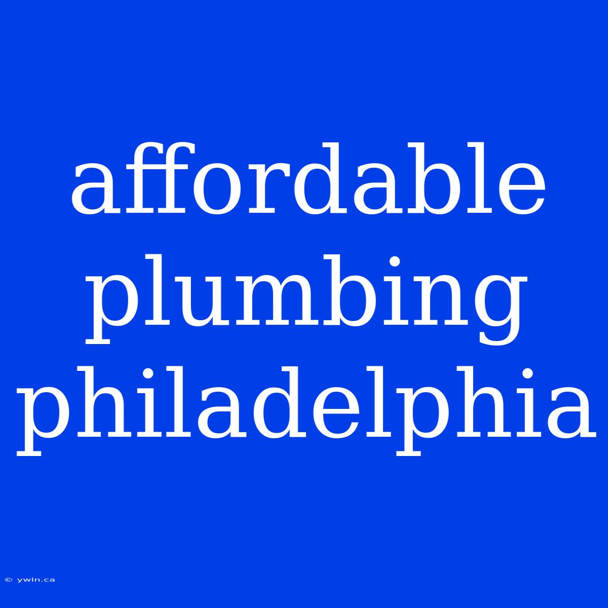 Affordable Plumbing Philadelphia