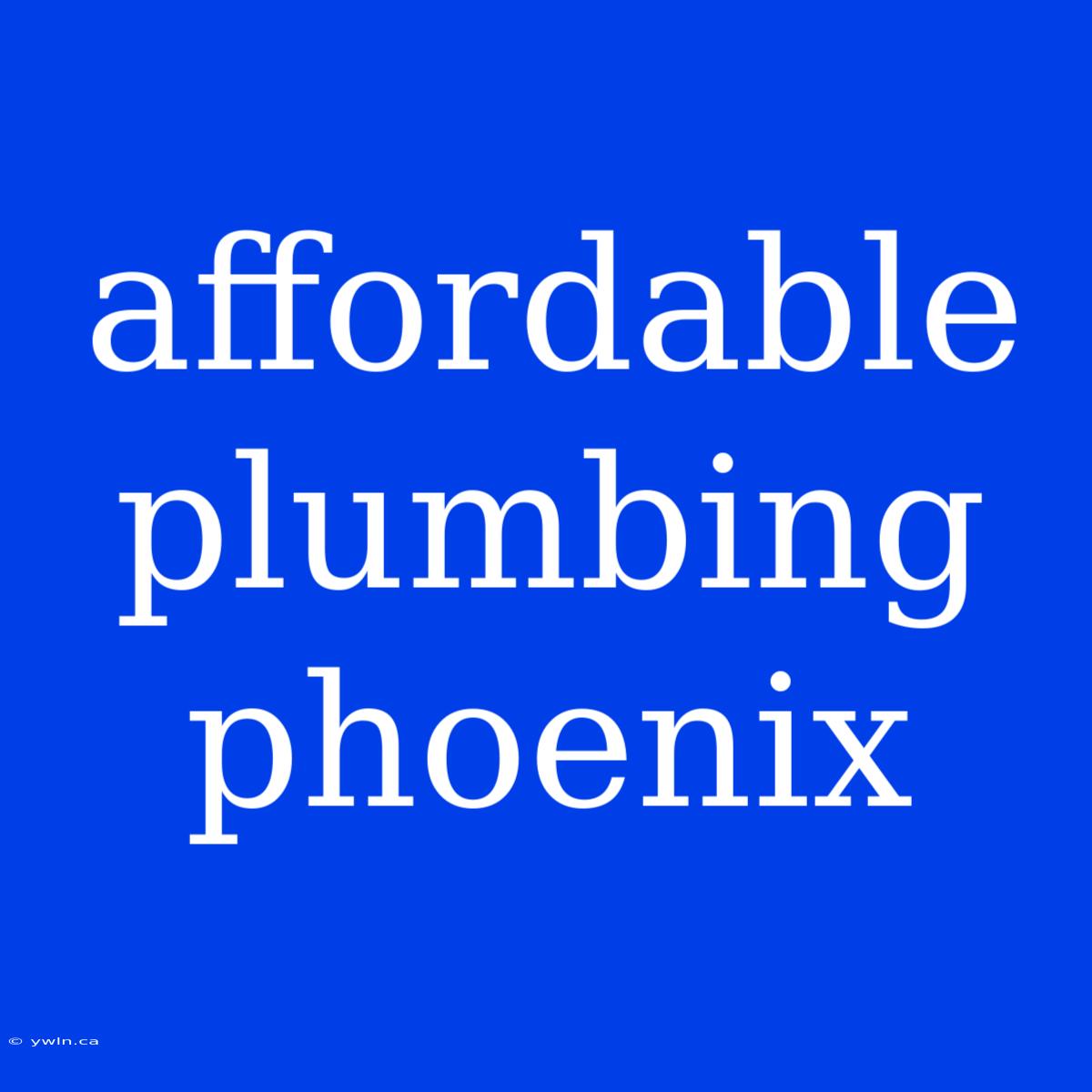 Affordable Plumbing Phoenix