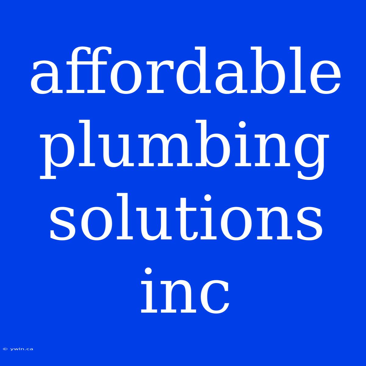 Affordable Plumbing Solutions Inc