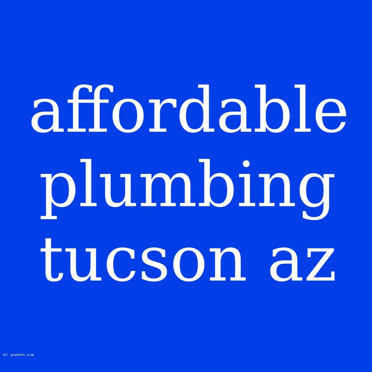 Affordable Plumbing Tucson Az