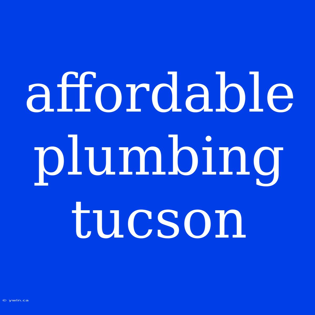 Affordable Plumbing Tucson