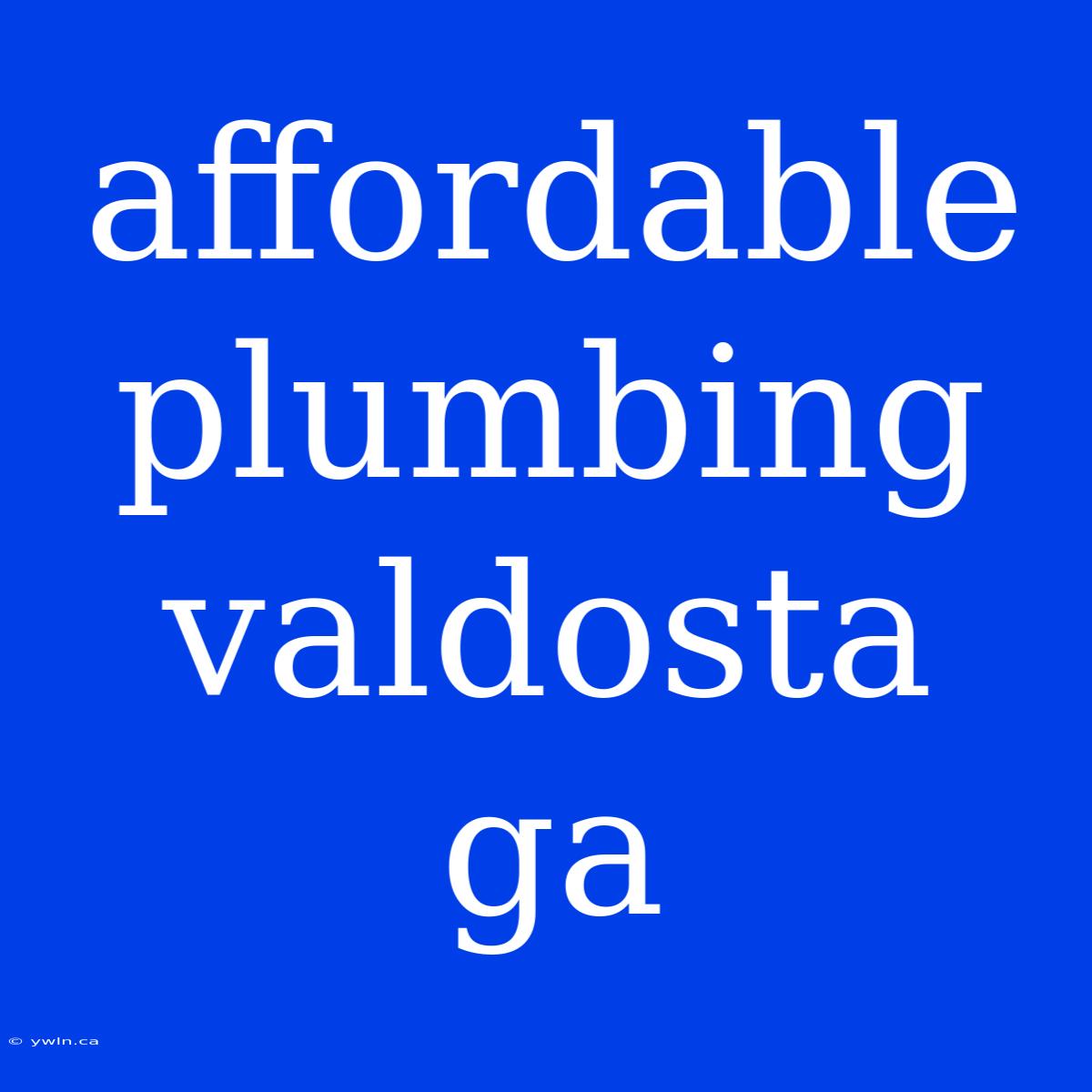 Affordable Plumbing Valdosta Ga