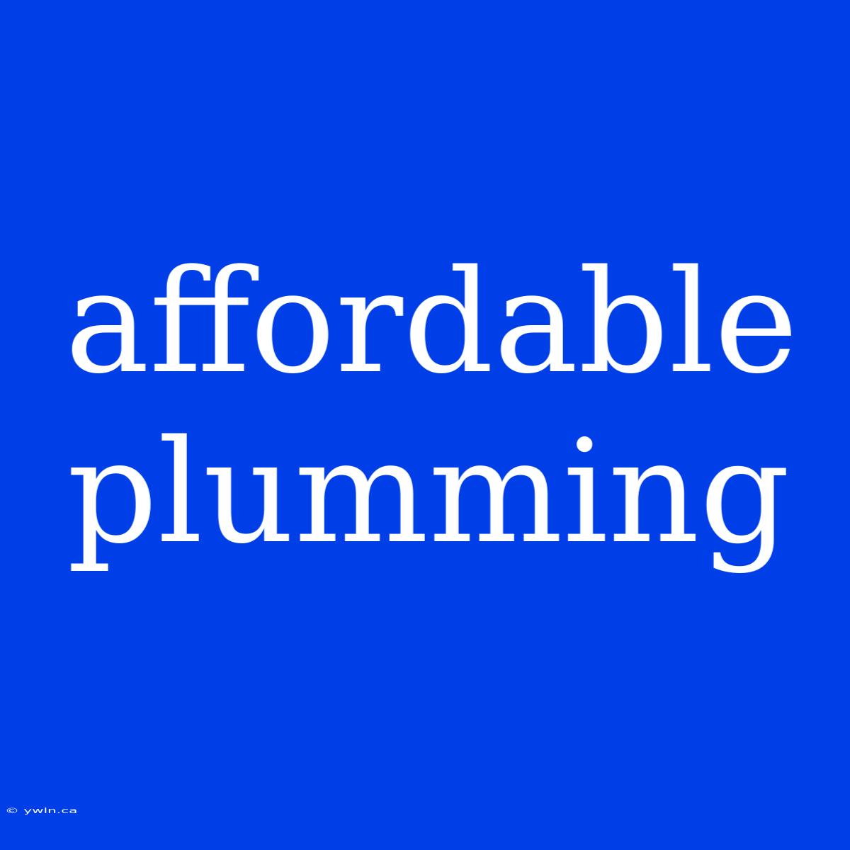 Affordable Plumming