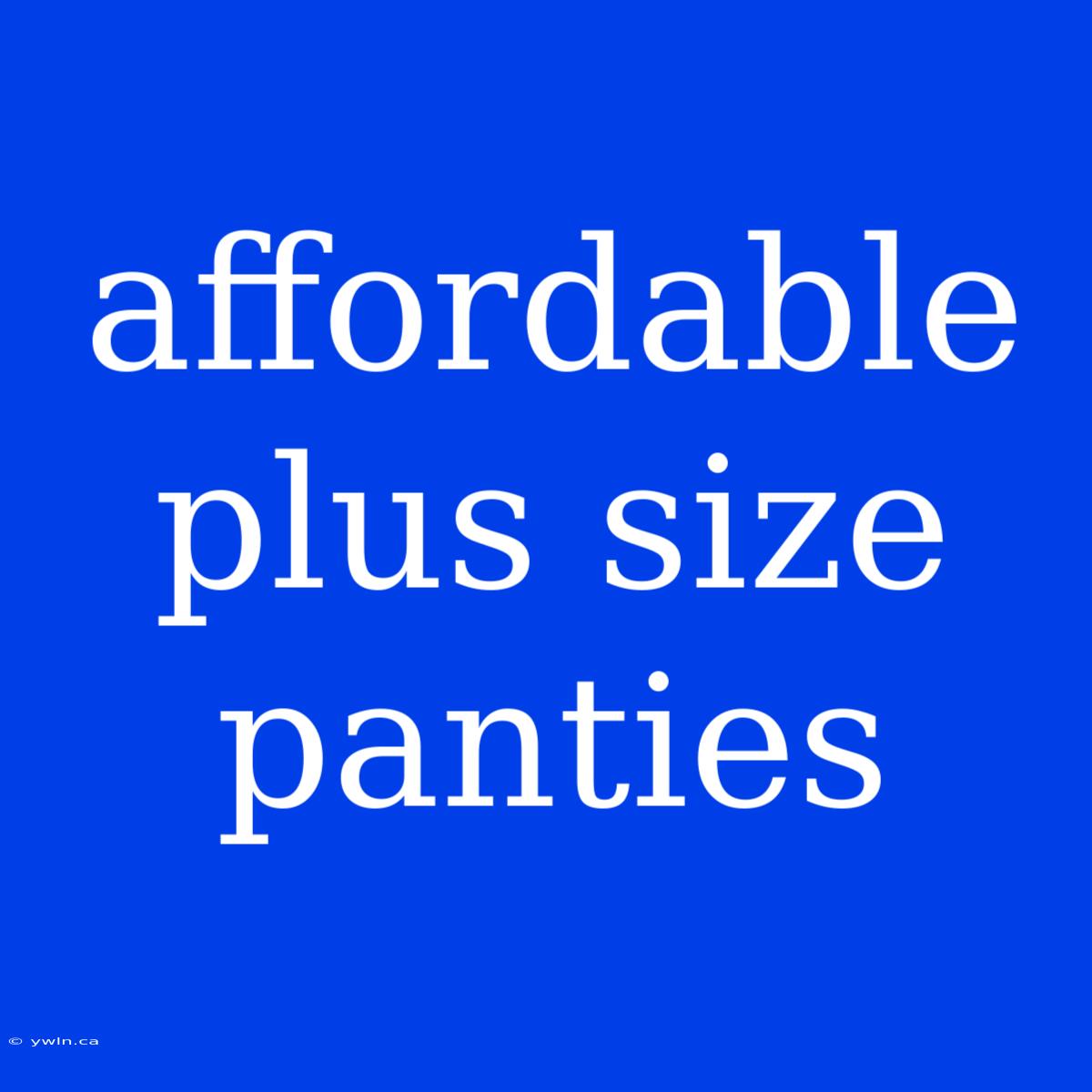 Affordable Plus Size Panties