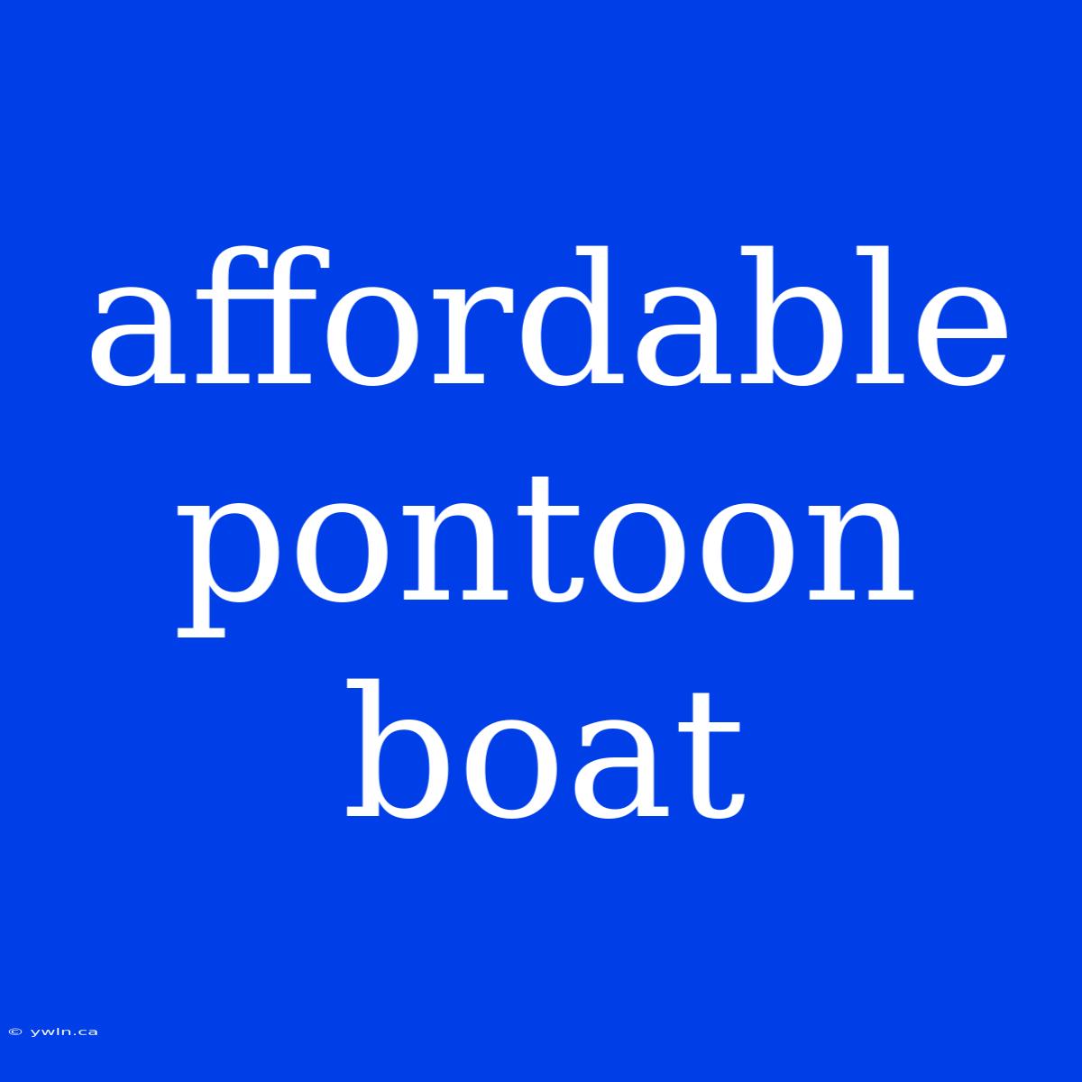 Affordable Pontoon Boat