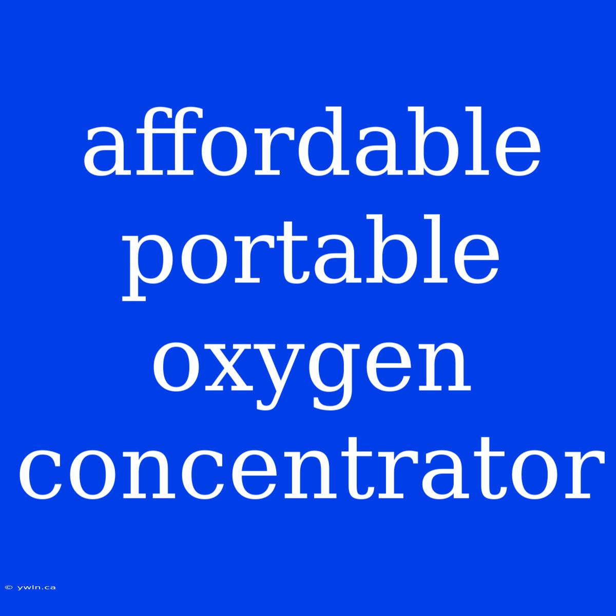 Affordable Portable Oxygen Concentrator