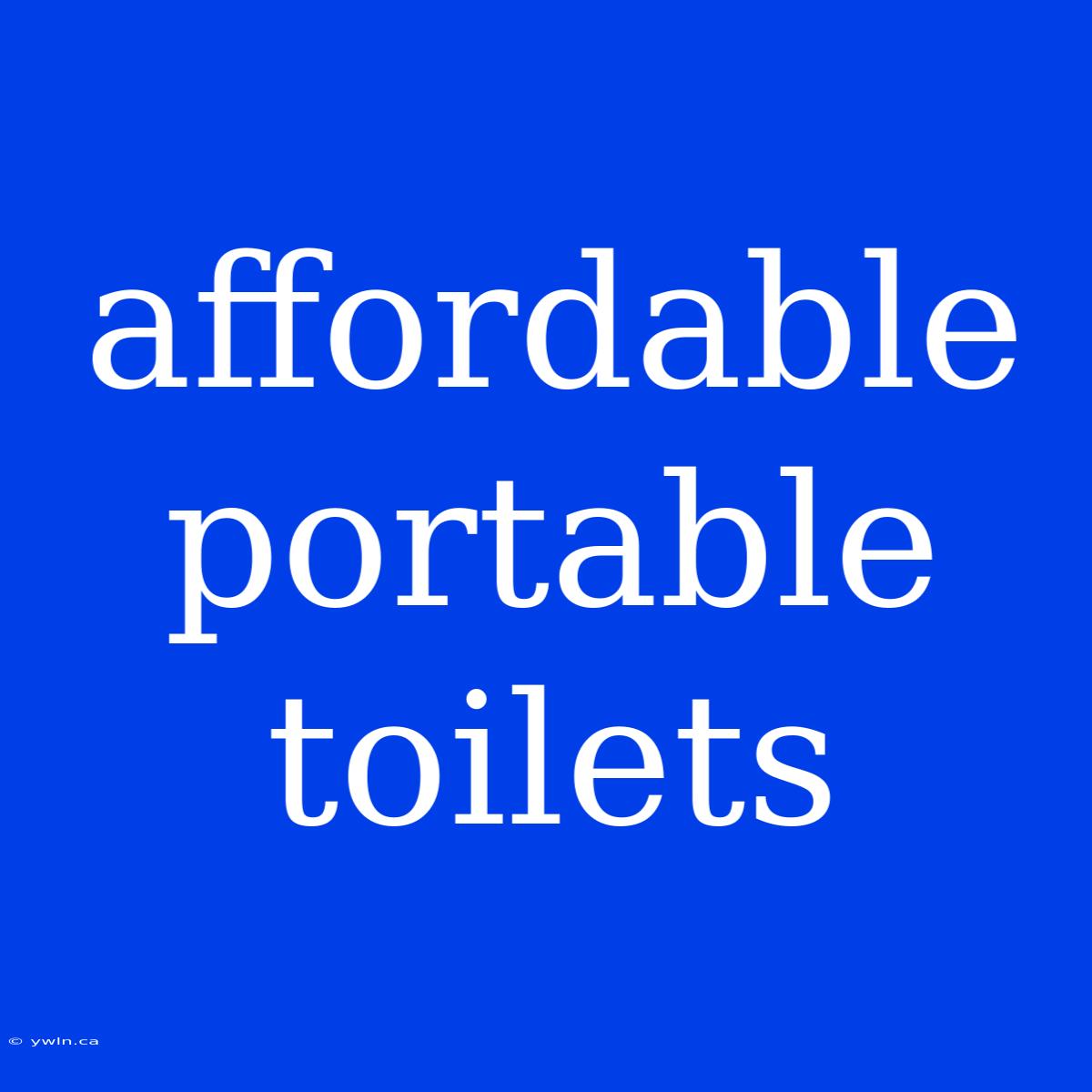 Affordable Portable Toilets