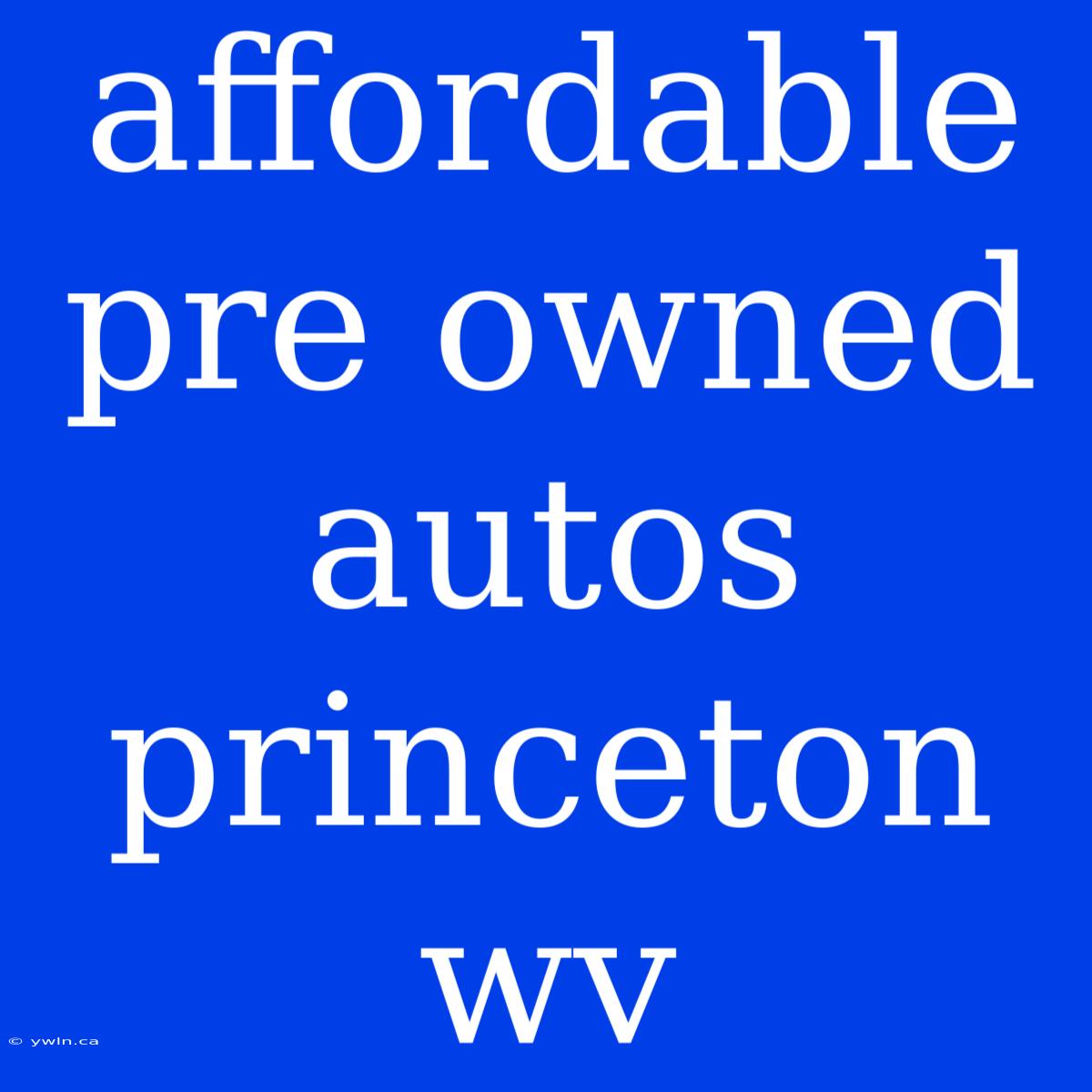 Affordable Pre Owned Autos Princeton Wv