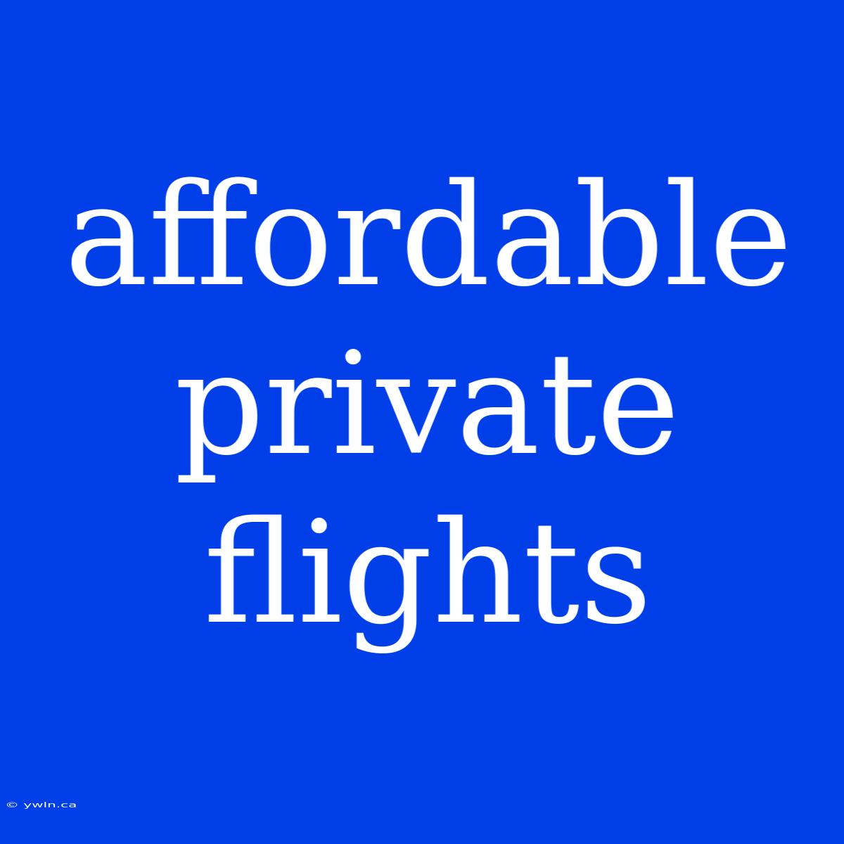 Affordable Private Flights