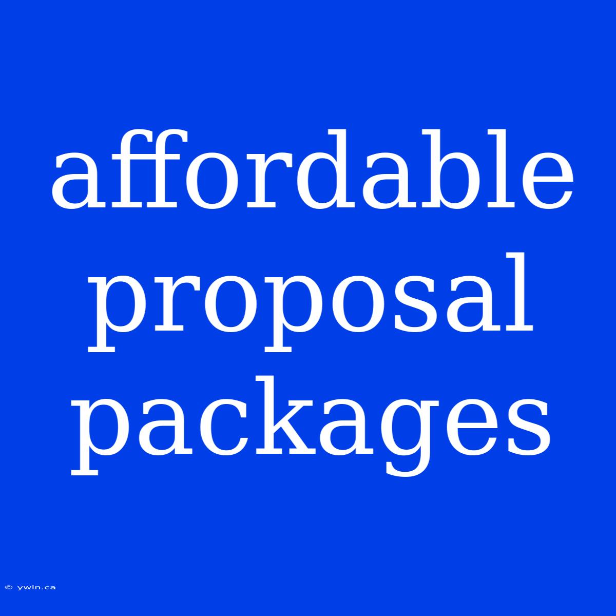 Affordable Proposal Packages