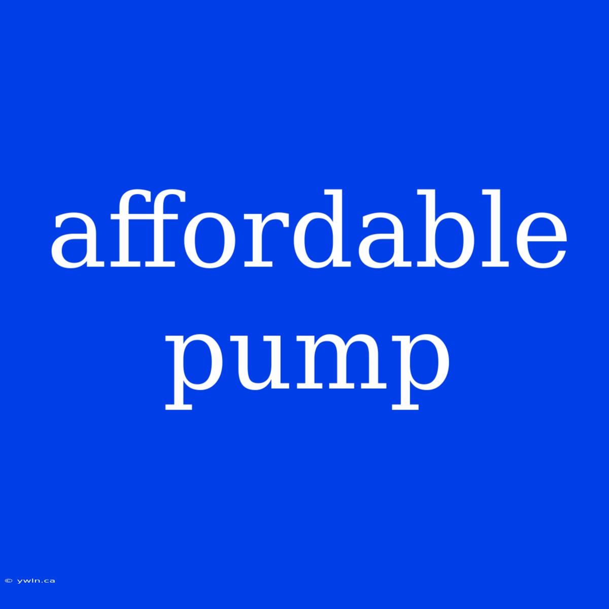 Affordable Pump