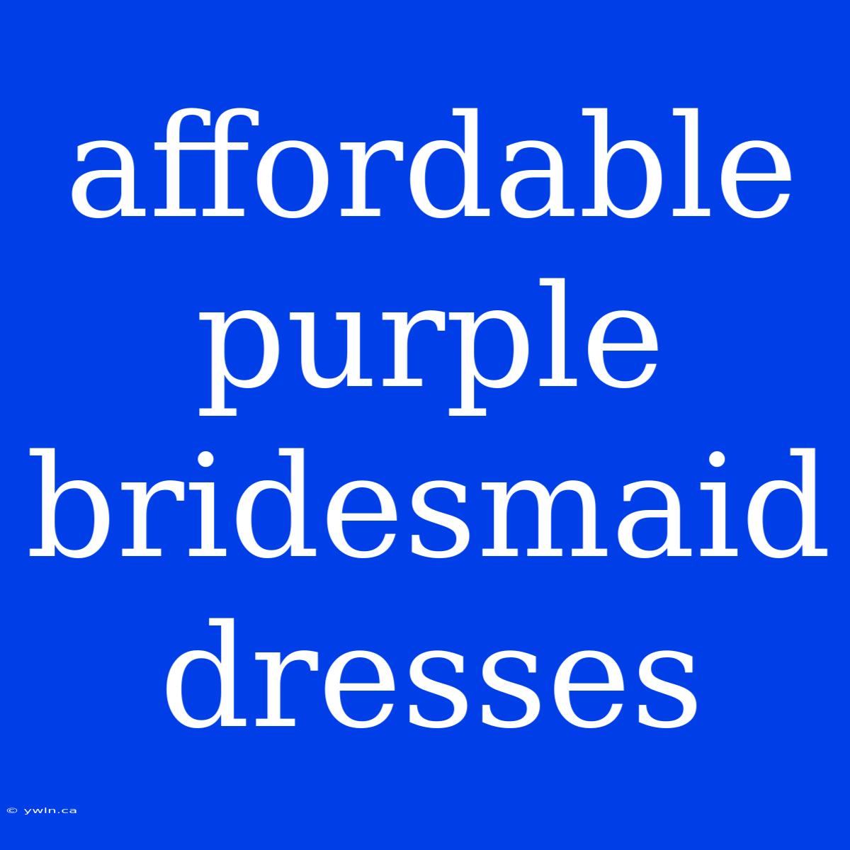 Affordable Purple Bridesmaid Dresses