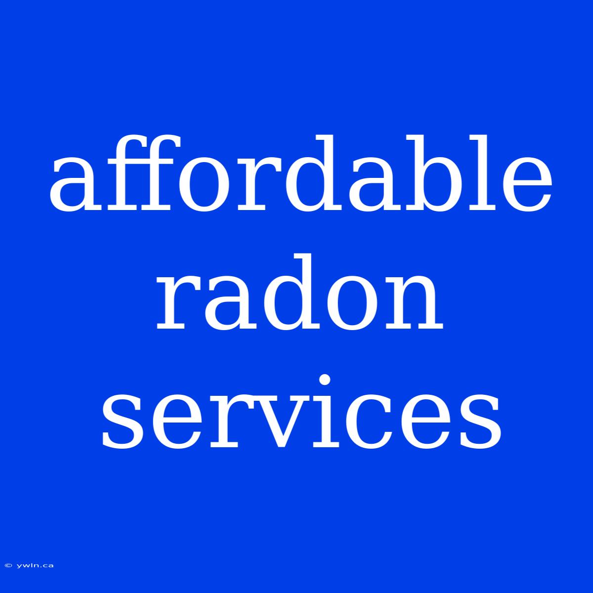 Affordable Radon Services