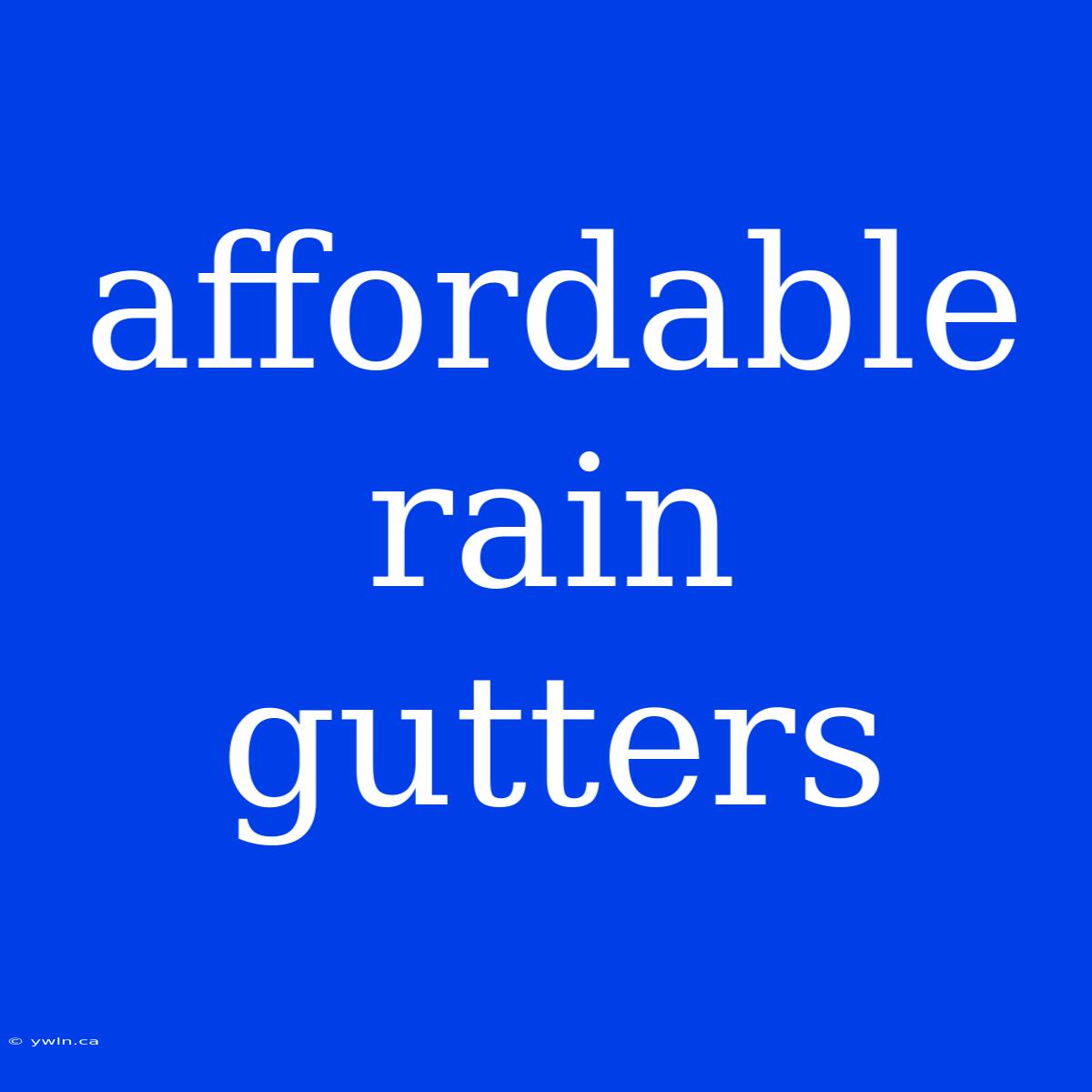 Affordable Rain Gutters