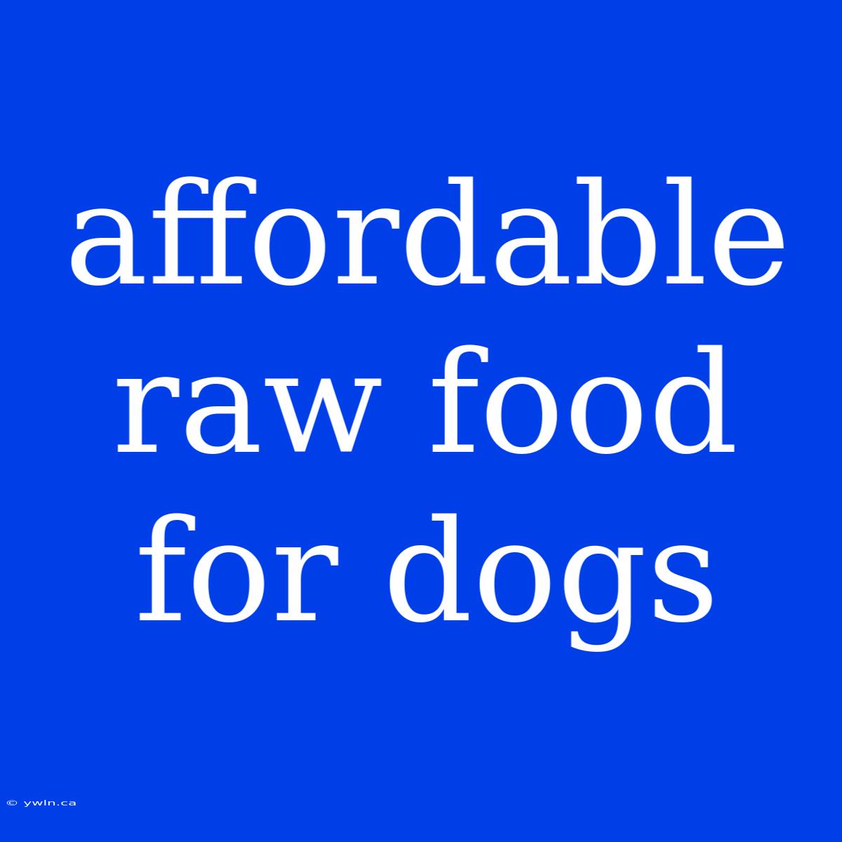 Affordable Raw Food For Dogs