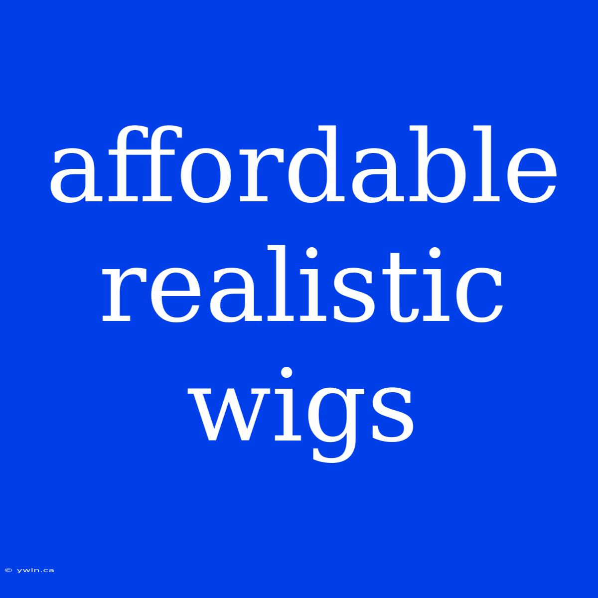 Affordable Realistic Wigs