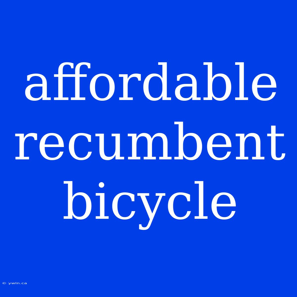 Affordable Recumbent Bicycle