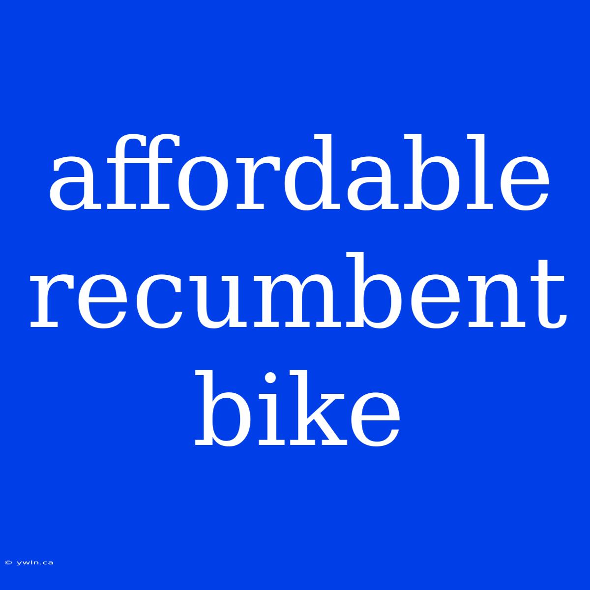 Affordable Recumbent Bike