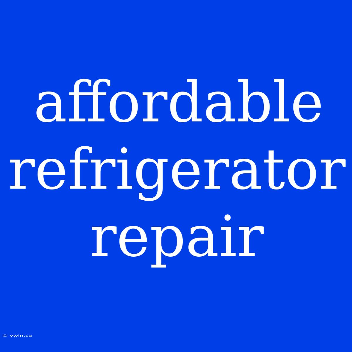 Affordable Refrigerator Repair