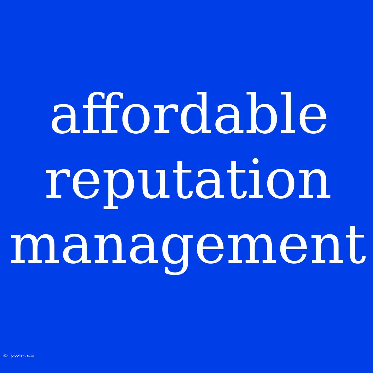 Affordable Reputation Management