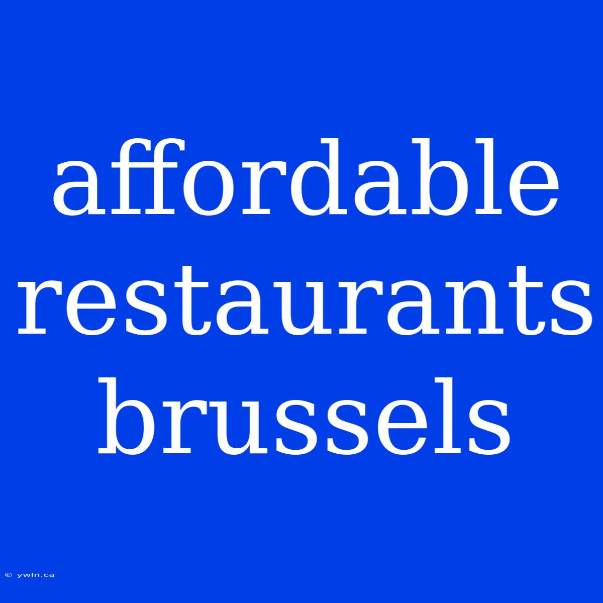 Affordable Restaurants Brussels