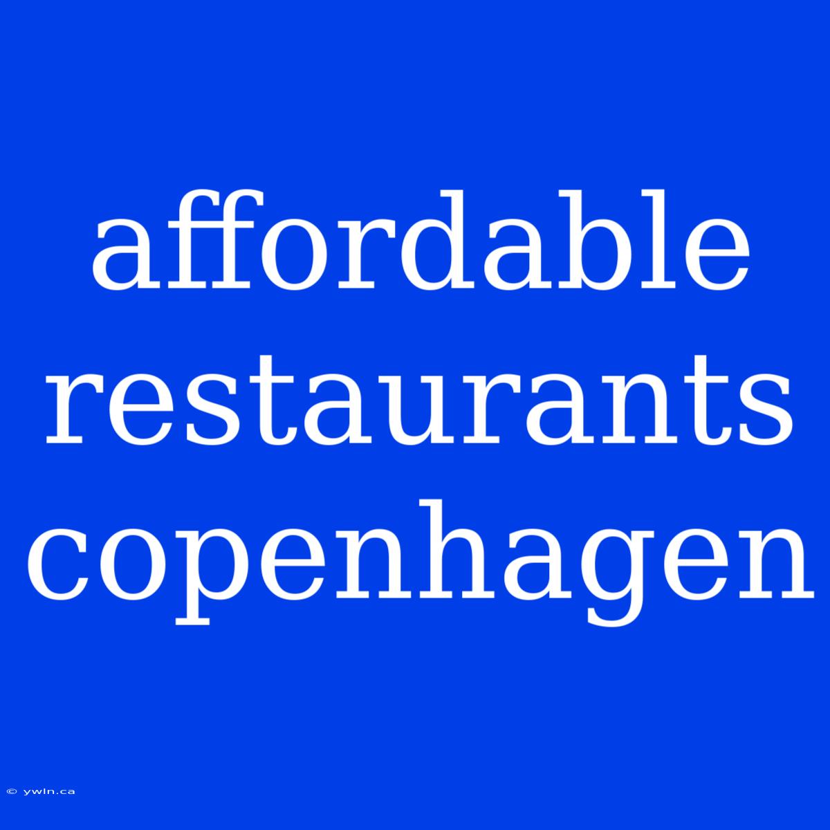 Affordable Restaurants Copenhagen