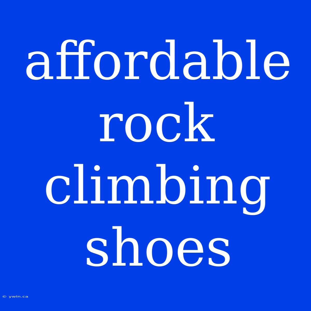 Affordable Rock Climbing Shoes