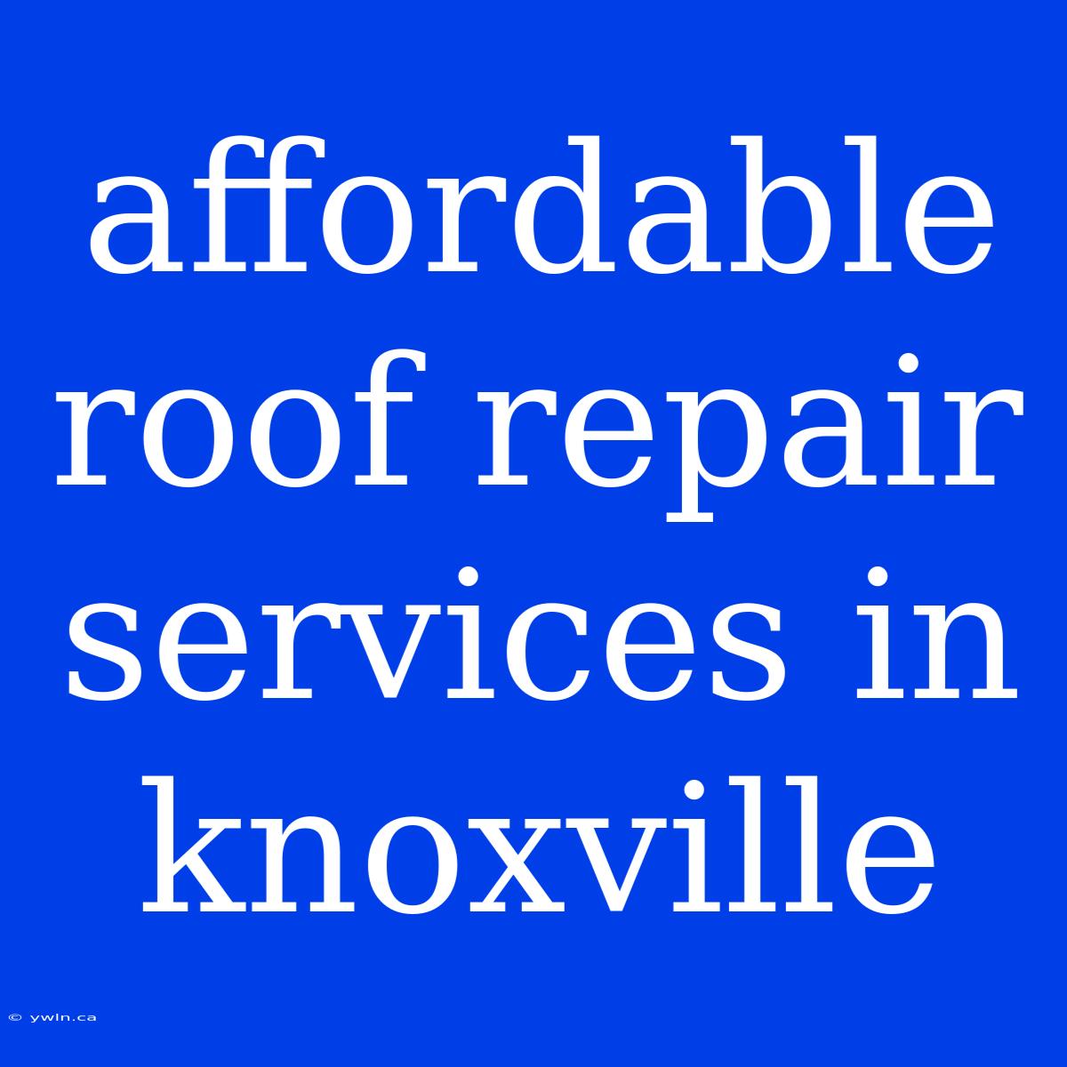 Affordable Roof Repair Services In Knoxville