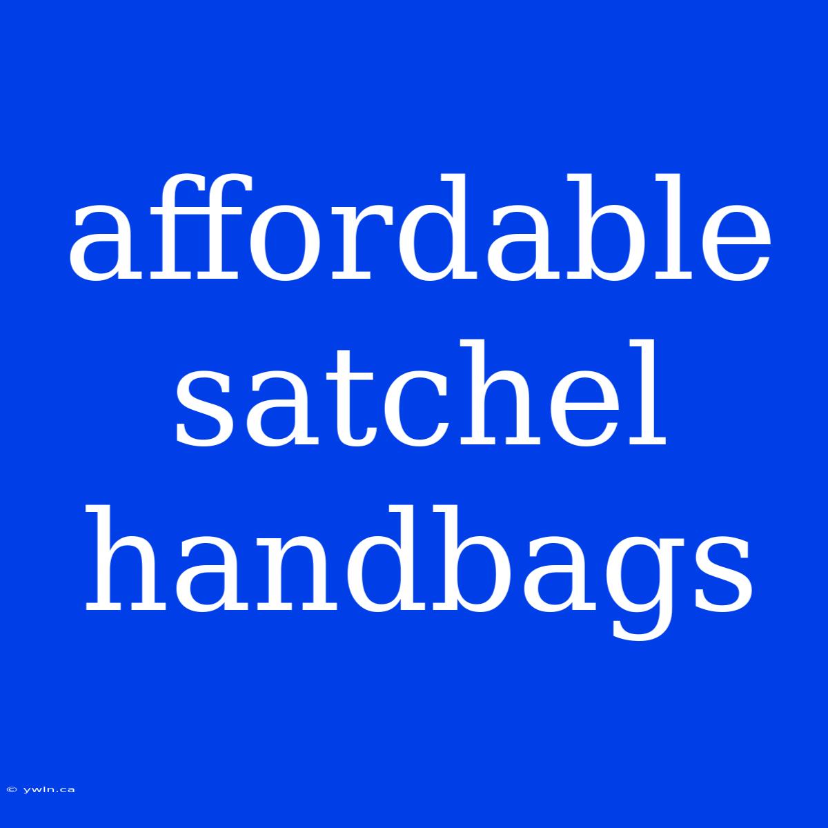 Affordable Satchel Handbags