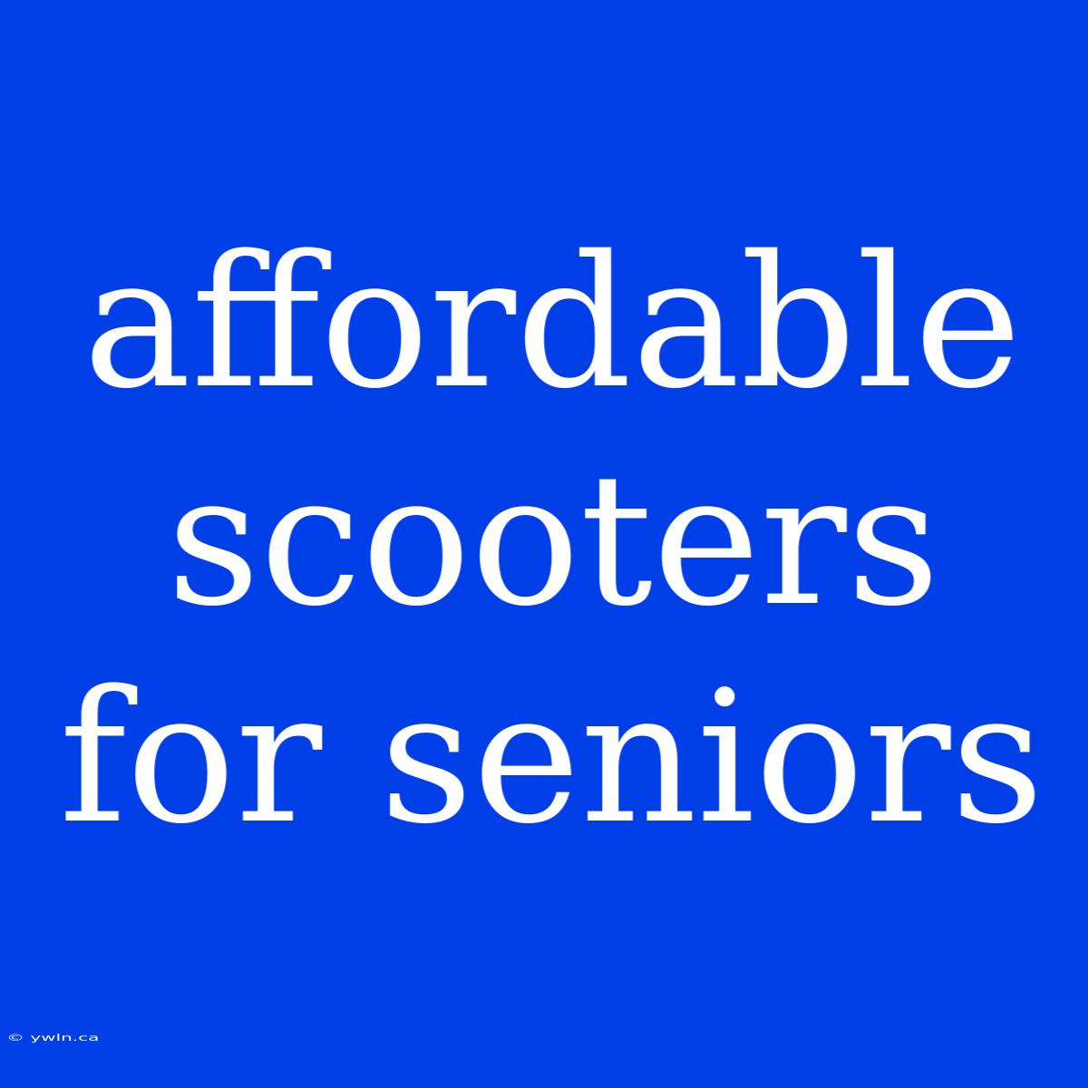 Affordable Scooters For Seniors