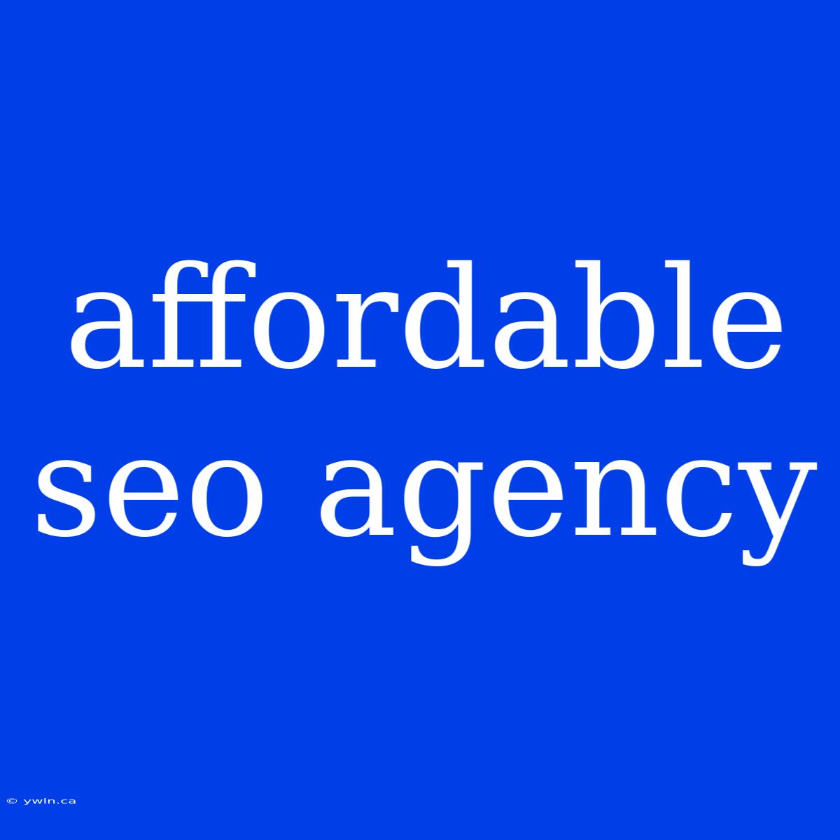 Affordable Seo Agency